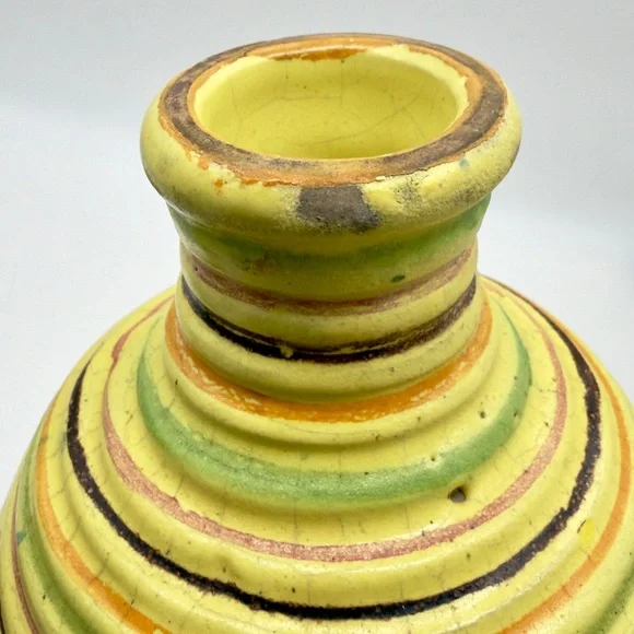 Italian Striped Beehive Pottery Vase Ribbed Alvino Bagni Style Handmade Italy - Picture 10 of 14